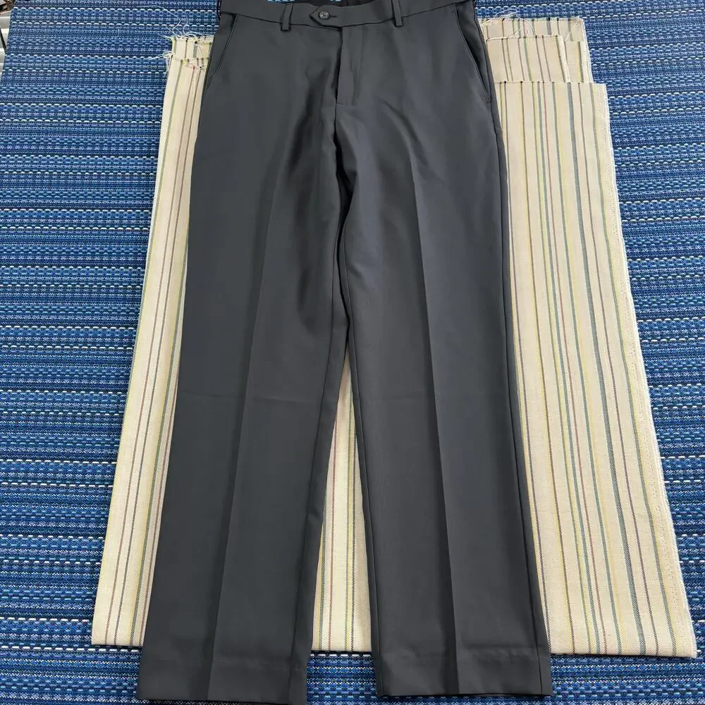 Croft & Barrow Pants Mens 34x32 Gray Easy Care Dress Classic Fit Stretch NEW